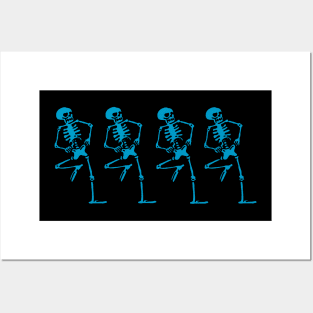 Spooky Scary Skeletons (Cyan) Posters and Art